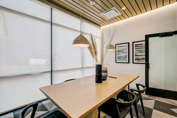 a meeting room with white walls and a wooden ceiling at Westlook, Nevada, 89523