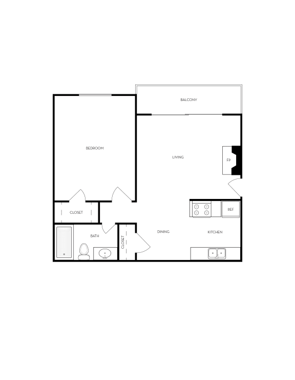 1x1 Harvard Floor Plan, Park Capitol Apartments for rent in Salt Lake City, Utah