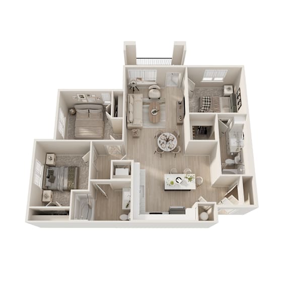 3 bedroom 3D floor plan at Ironwood Ranch, Maricopa