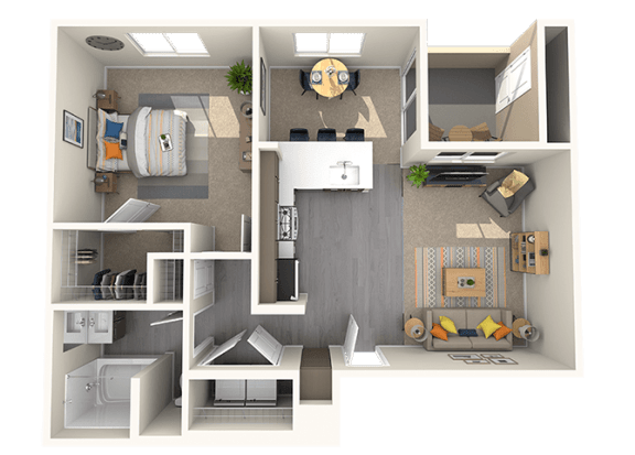 a floor plan of a one bedroom apartment a floor plan of a one bedroom apartment at ARISTA APARTMENT HOMES, Las Vegas, NV
