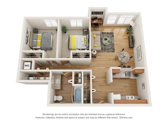 Creek Way Floor Plan at Fairview Village Apartments, Oregon