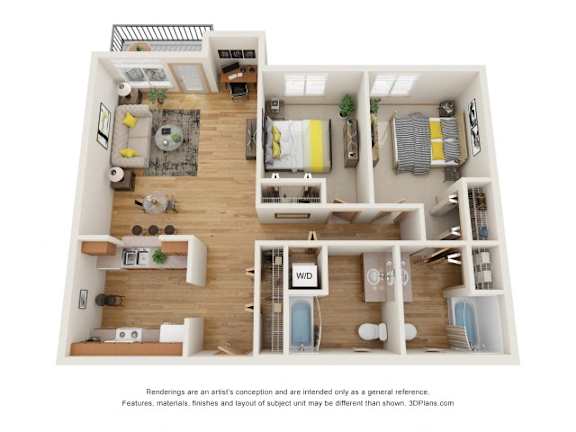 Harrison Street Floor Plan at Fairview Village Apartments, Fairview, OR