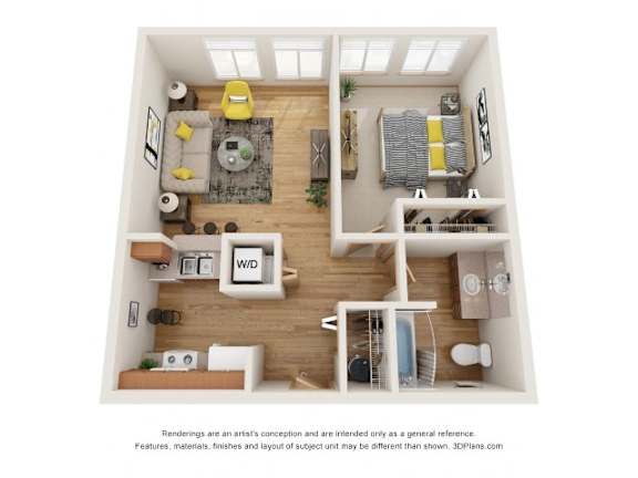 Main Street Floor Plan at Fairview Village Apartments, Fairview, Oregon
