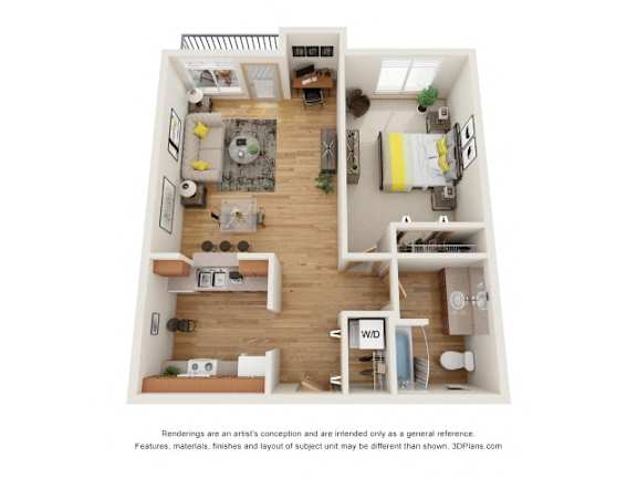 Pacific Street Floor Plan at Fairview Village Apartments, Oregon, 97024