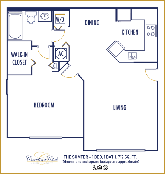 One bedroom floor plan Carolina Club in Daytona Beach Florida