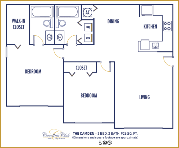 Two bedroom floor plan Carolina Club in Daytona Beach Florida