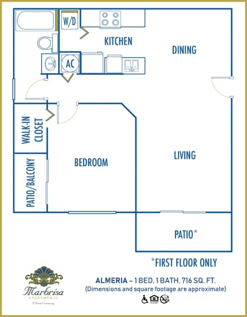 Marbrisa Apartments 1 bedroom 2D floor plan