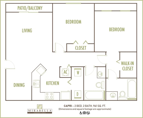 Mirabella Apartments 2 bedroom 2D floor plan