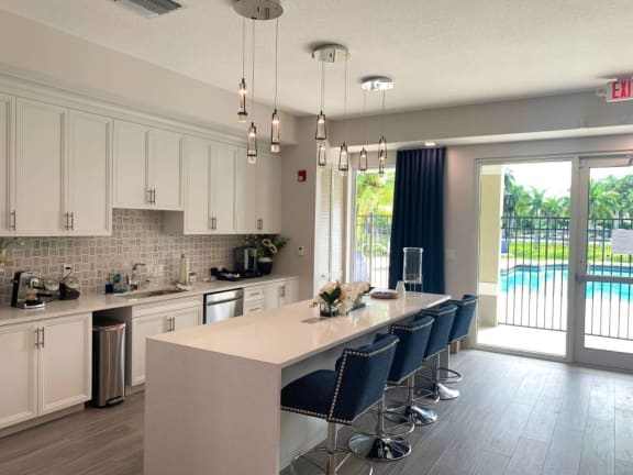 Tuscany Place resident communal kitchen area for gatherings at Tuscany Place Apartments, Homestead , Florida