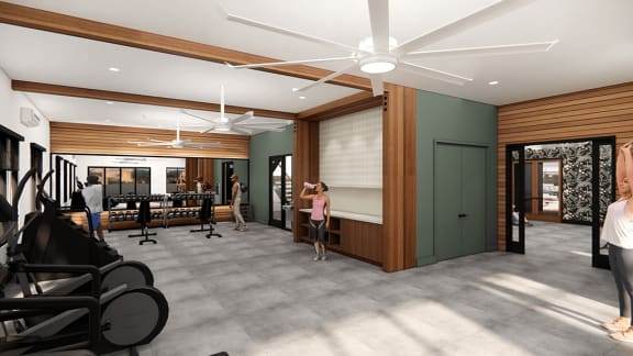 a rendering of the fitness room at 38° NORTH, Santa Rosa California