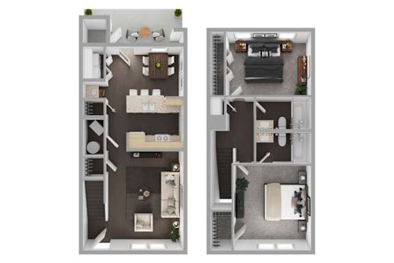 2Bed 2Bath Townhome Floor Plan at THE PALMS AT VERO BEACH, VERO BEACH