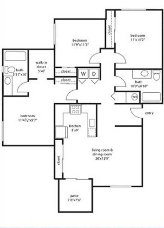 a floor plan of a house with two floors and a staircase at Troutdale Terrace, Troutdale, OR 97060