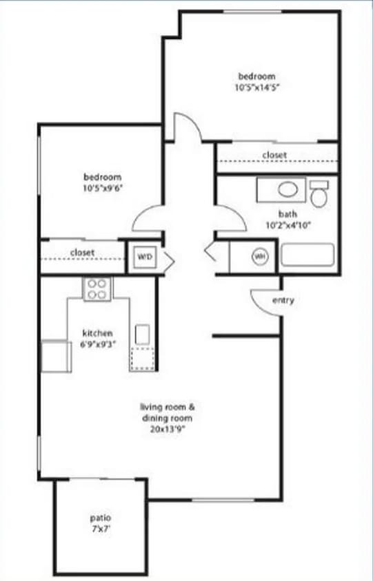 the plan of the floor plan of a small house at Troutdale Terrace, Oregon