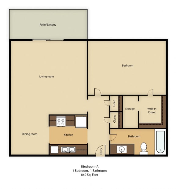 a floor plan of a studio apartment with a bedroom and a living room at Whisperwood, Washington