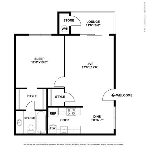 1 bed 1 bath M 1 bed 1 bath M at The Henley Apartments, California, 94585