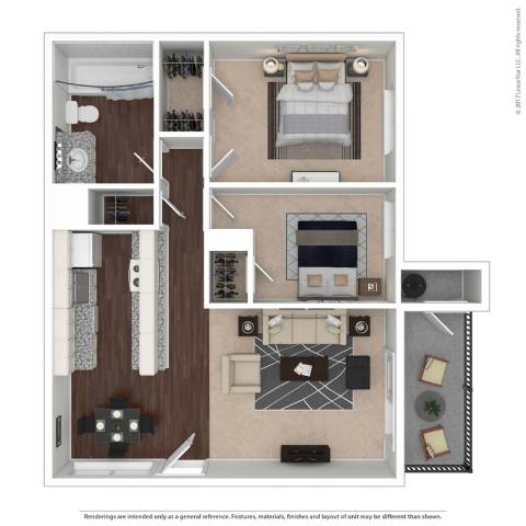 Floor Plan  2 bed 1 bath F at The Henley Apartments, Suisun City, CA