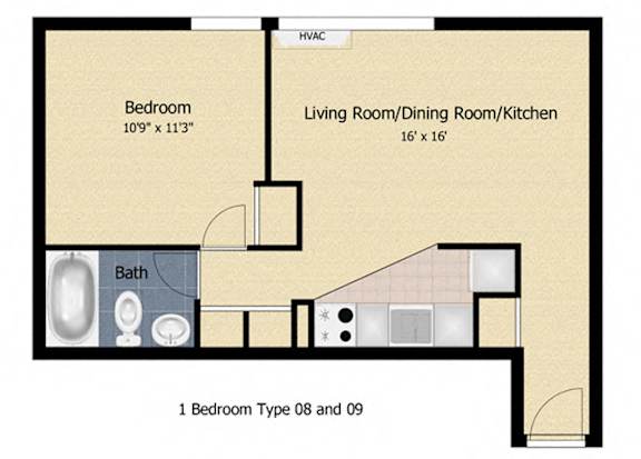 1 bed 1 bath at Tabco Towers Apartments, Towson, Maryland
