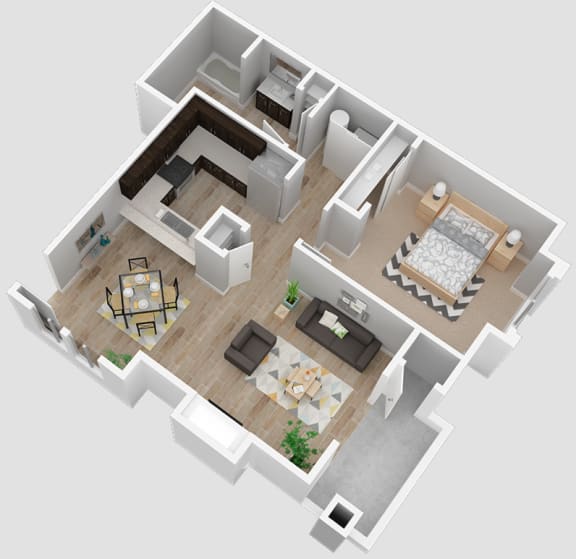 Park Place Reno 1x1B 3D floor plan