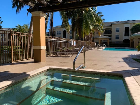 Portofino Apartments spa next to pool at Portofino, Palm Springs, FL