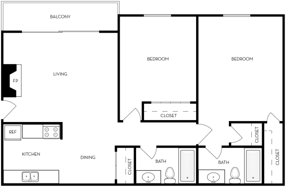 2x1 Princeton Floor Plan, Park Capitol Apartments for rent in Salt Lake City, Utah