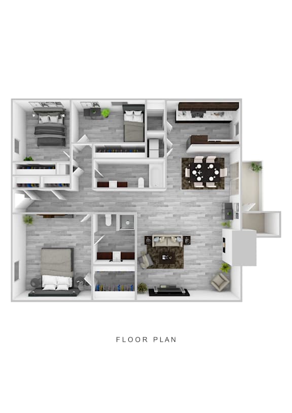 3B 2B Floor Plan at Jolt Apartments, Nevada, 89119