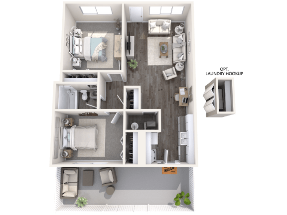 a floor plan of a 1 bedroom apartment with a bathroom and a living room at Cadence Apartments, Roy