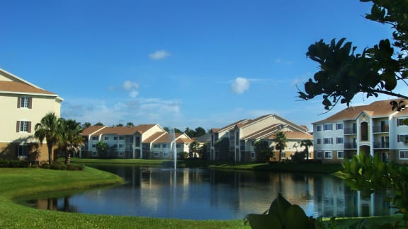 San Marco community exterior with lake at San Marco Apartments, Ormond Beach, 32174