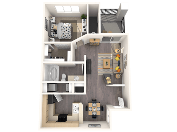 Teak Floor Plan at THE CLUBS AT RHODES RANCH APARTMENT HOMES, Nevada, 89148