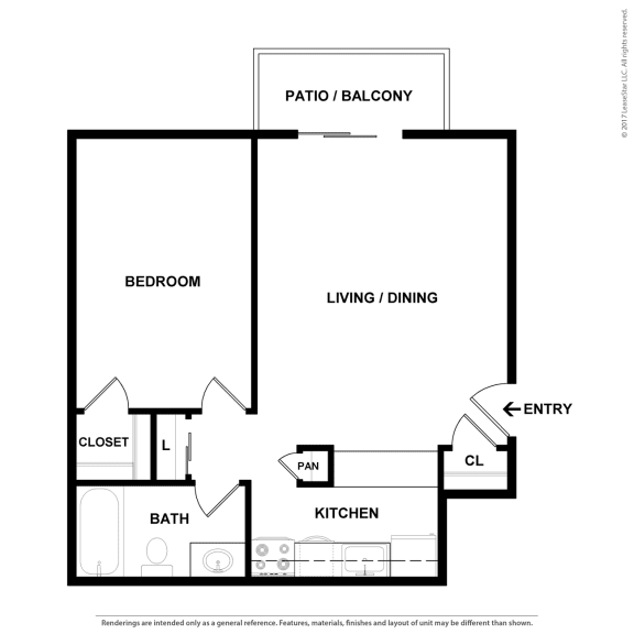 Terra Heights in Tacoma 2D 1 bedroom floor plan