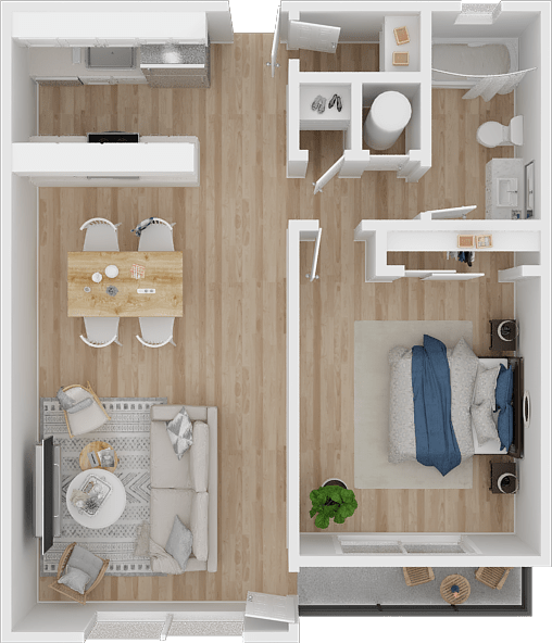 One bedroom floor plan at The Edge on the Boulevard, California, 94555