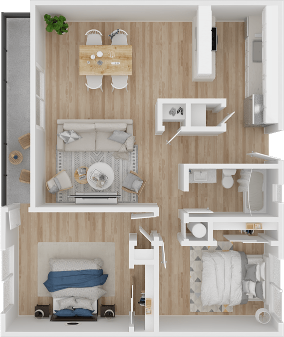 Two bedroom floor plan at The Edge on the Boulevard, California