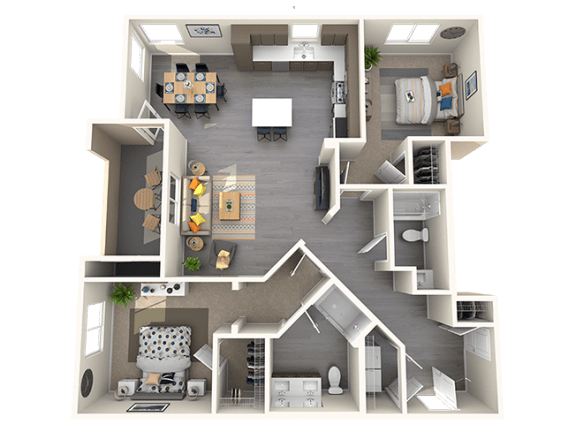 Two bedroom floor plan at ARISTA APARTMENT HOMES, Las Vegas, NV, 89183