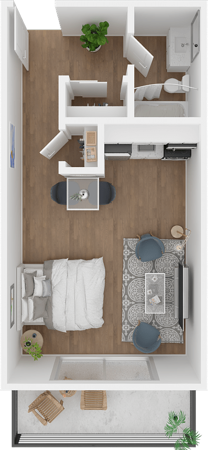 a floor plan of a studio apartment