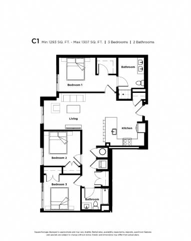 3 bed 2 bath at Trio Newton Apartments, Apartments, Newton, MA
