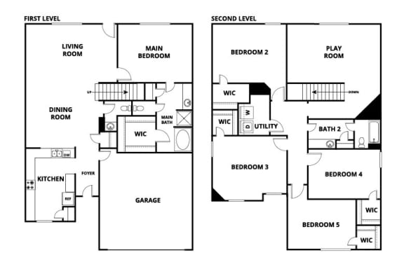 a floor plan of a house with three bedrooms and a living room
