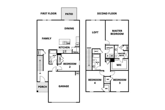 two floor plan of a house with different bedrooms