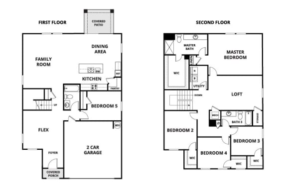 Floor Plan  two floor plan of a house with two bedrooms and a living room