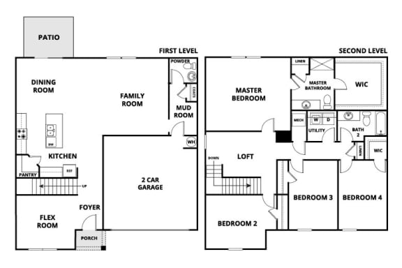 a floor plan of a house with bedrooms and a living room