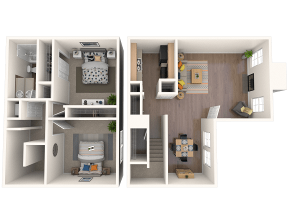 Whitney Manor Apartments in Gretna, LA photo of two bedroom townhouse floorplan