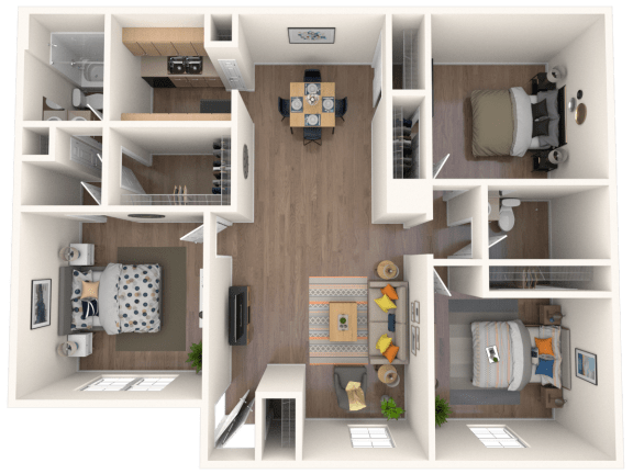 Whitney Manor Apartments in Gretna, LA photo of three bedroom floorplan