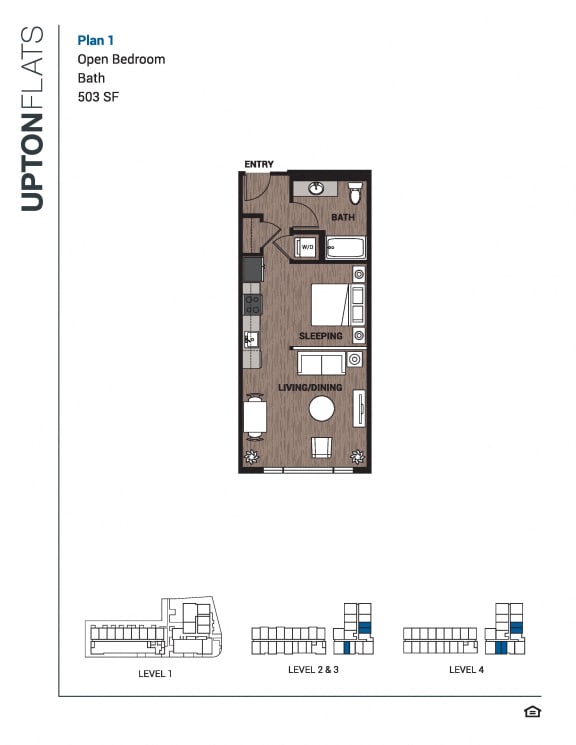Floor Plan  Open 1 bedroom 503 square feet