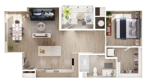 a floor plan of a 1 bedroom apartment at the residences at silver hill in suitland,