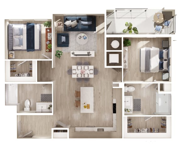 a floor plan of a 3 bedroom apartment at the residences at silver hill in suitland,