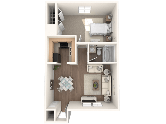 a floor plan of a 1 bedroom apartment