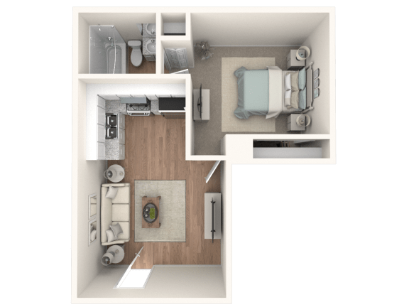 a floor plan of a 1 bedroom apartment