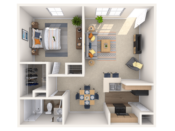 A1, 1 br, 1 ba, 610 sq. ft.