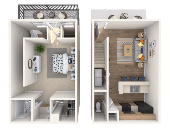 TH1, 1 br, 1.5 ba, 736 sq. ft.