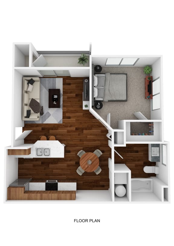 Floor Plan  a stylized floor plan with a bedroom and a living room