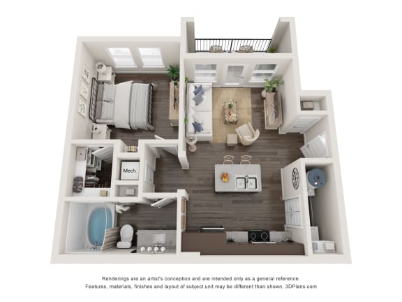 Floor Plan  a 1 bedroom floorplan is shown in this illustration