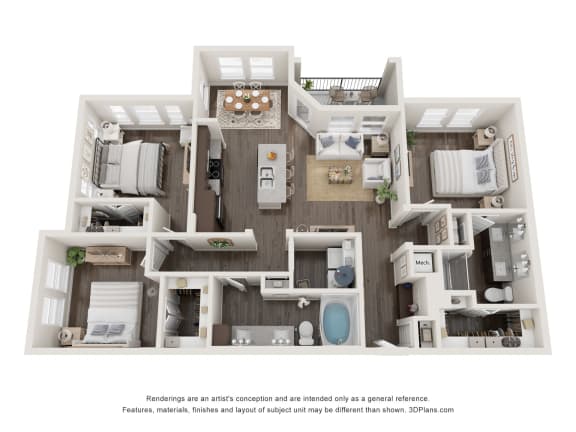 Floor Plan  a 3 bedroom floorplan is shown in this illustration